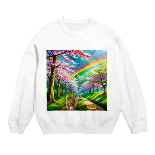 虹の橋を渡って帰ってきた茶トラ猫 Crew Neck Sweatshirt