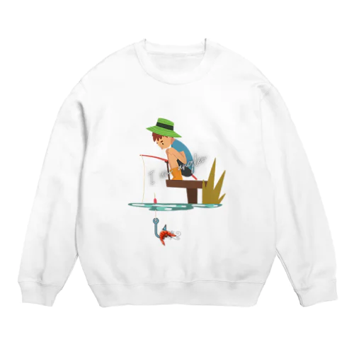 釣りボーイ：釣れないかな～ Crew Neck Sweatshirt
