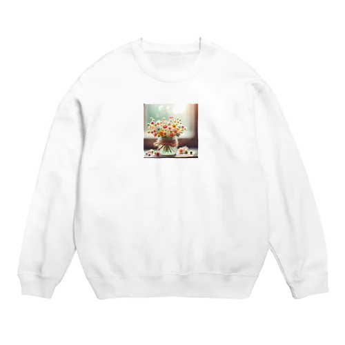 甘いお菓子のようなキュートなお花 Crew Neck Sweatshirt