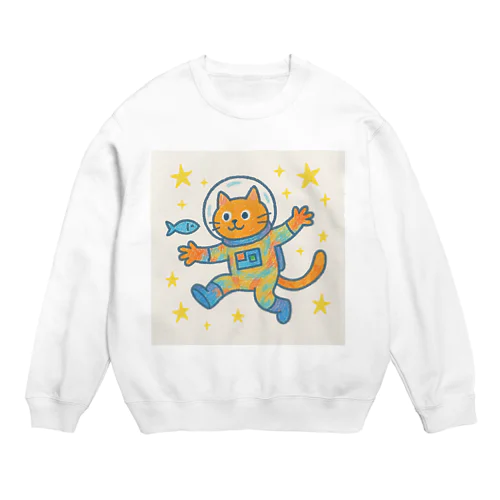 宇宙猫の冒険 Crew Neck Sweatshirt