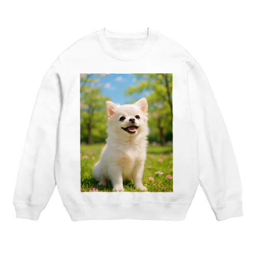春のおさんぽ日和｜ポメチワのスマイルグッズセット（Tシャツ・雑貨・クッションなど） Crew Neck Sweatshirt