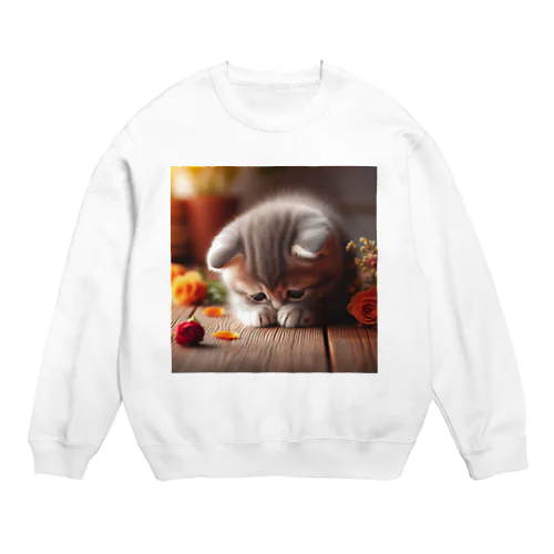 花瓶を倒して意気消沈のこにゃんこ Crew Neck Sweatshirt