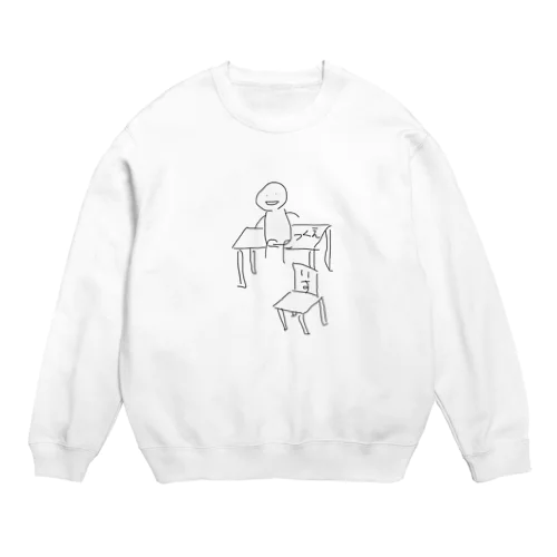 sit on a desk〜机の上のキミ〜 Crew Neck Sweatshirt
