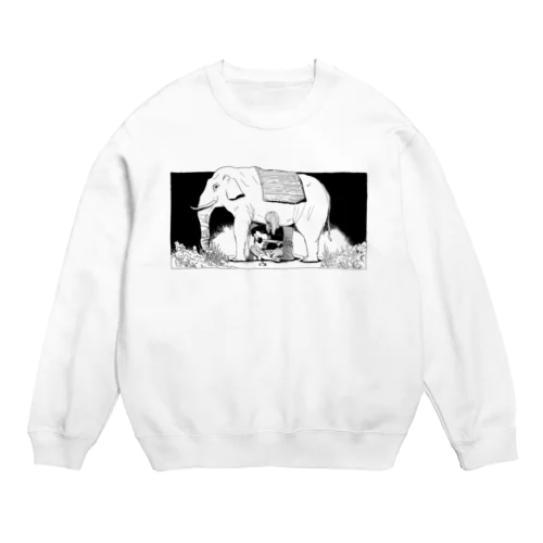 歌うたいと夜のゾウ Crew Neck Sweatshirt