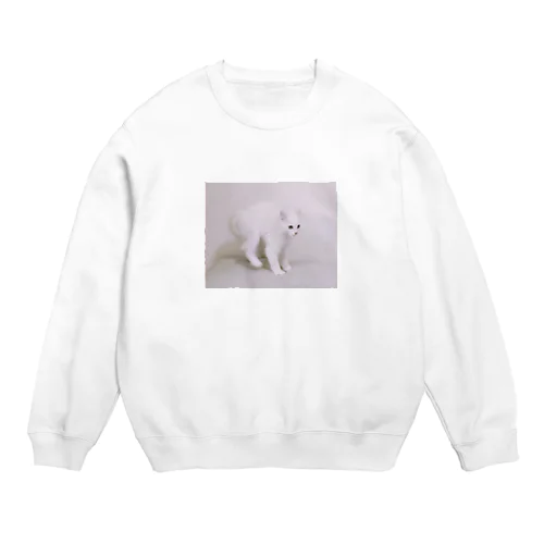 威嚇ねこ Crew Neck Sweatshirt