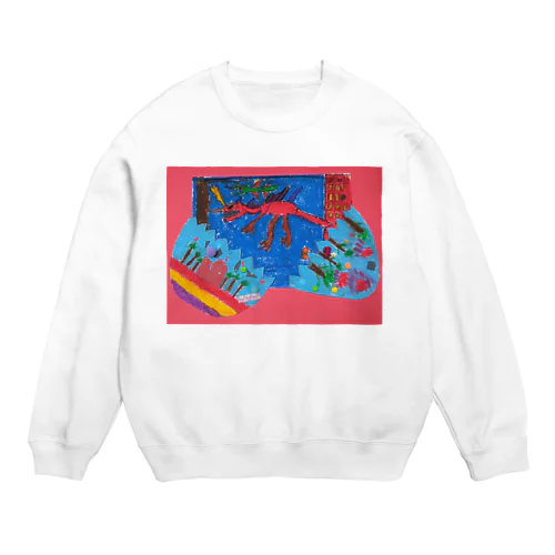 卵から真っ赤な恐竜 Crew Neck Sweatshirt