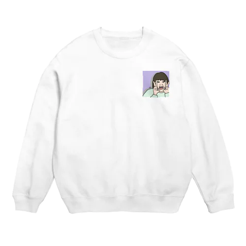 端っこダブルピース(紫) Crew Neck Sweatshirt