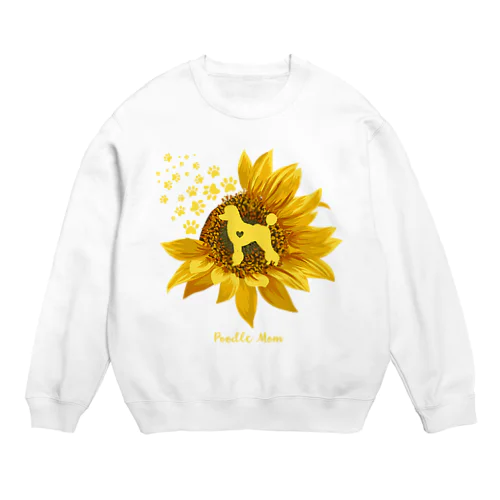 プードルひまわり Crew Neck Sweatshirt