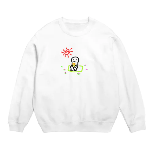 ハンバーガー食べる Crew Neck Sweatshirt