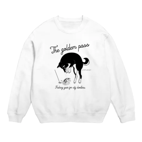釣り黒柴犬 Crew Neck Sweatshirt