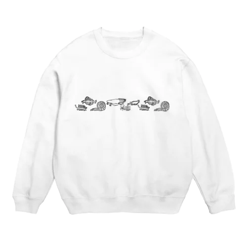 長く並ぶ古代生物 Crew Neck Sweatshirt