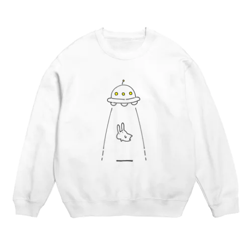 UFOにつれてかれるうさぎ Crew Neck Sweatshirt