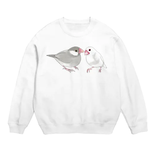 幸せ文鳥ちゃん【まめるりはことり】 Crew Neck Sweatshirt
