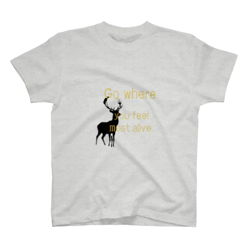 鹿の影絵　”一番生きていると感じる場所へ行こう” Regular Fit T-Shirt