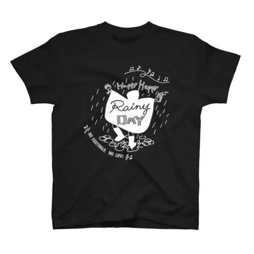 【new】Happy Happy Rainy DAY(ハッピーハッピーレイニーデー)白線ver. Regular Fit T-Shirt