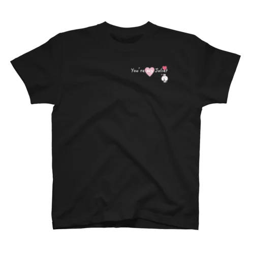 きゅんなうさちゃん　ロミオ&ジュリエット（ジュリエット）文字白　ピンクハート Regular Fit T-Shirt