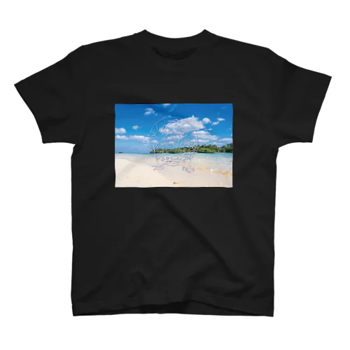 【空と海（写真）とライトとナギ】バック：SOLAIZ（白文字） Regular Fit T-Shirt
