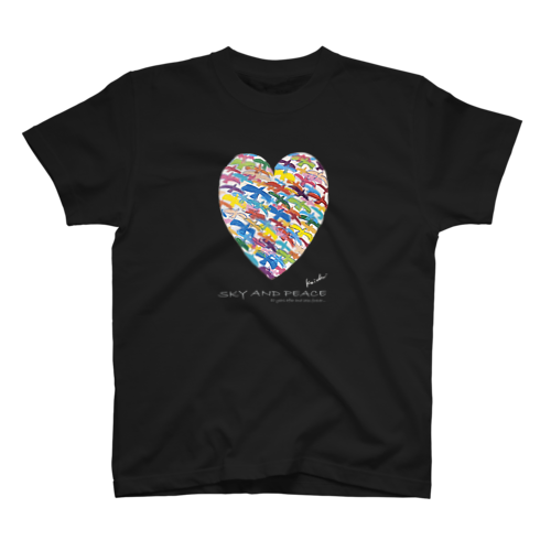 SKY AND PEACE 文字白 Regular Fit T-Shirt