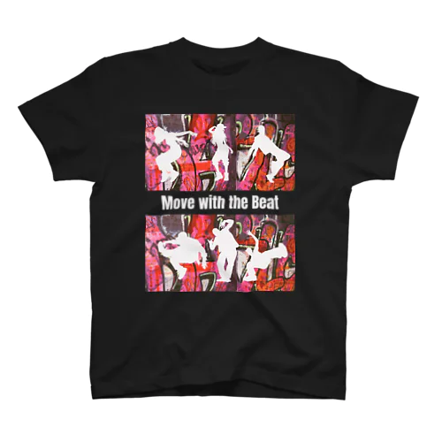 Move with the Beat~White Silhouette７ Regular Fit T-Shirt