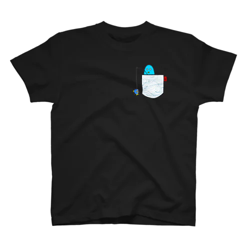 釣りをする海坊主(波柄) Regular Fit T-Shirt