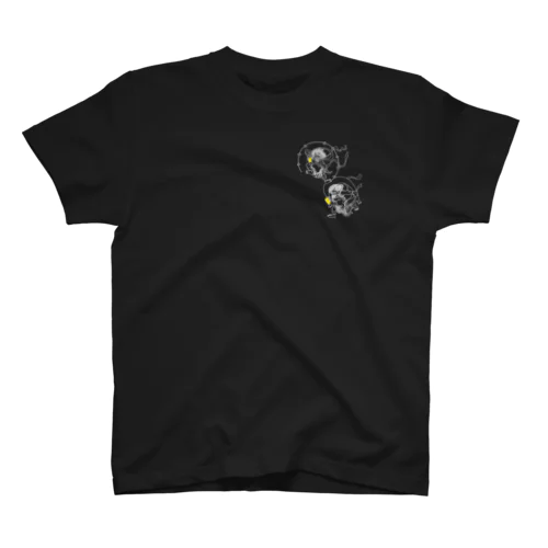 名画 × BEER（風神雷神）白線画ワンポイント *文字なしver. Regular Fit T-Shirt