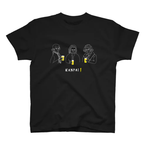 偉人 × BEER（三人の音楽家）白線画 Regular Fit T-Shirt
