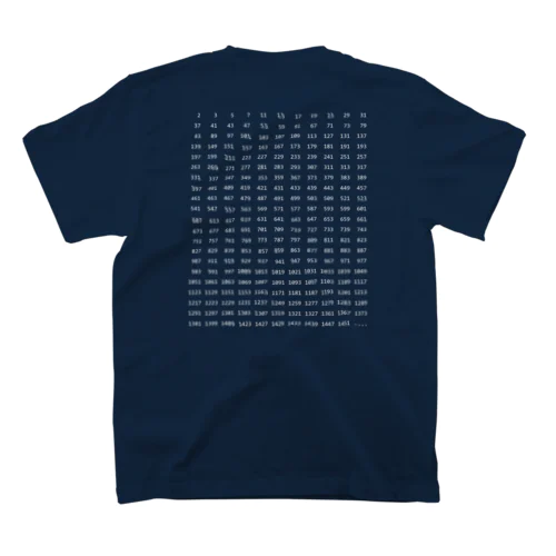 まえロゴうしろ素数・ネガ Regular Fit T-Shirt