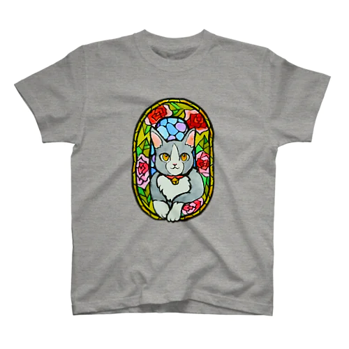 ハチワレにゃんこのステンドグラス Regular Fit T-Shirt