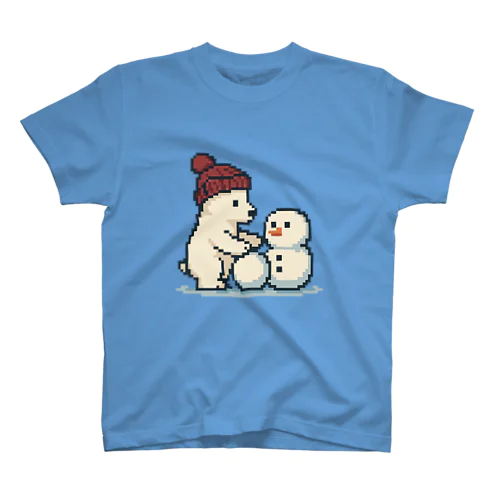 雪だるまを作るしろくまさん Regular Fit T-Shirt