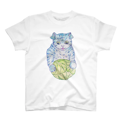 キャベツの番人は猫（背景無し） Regular Fit T-Shirt