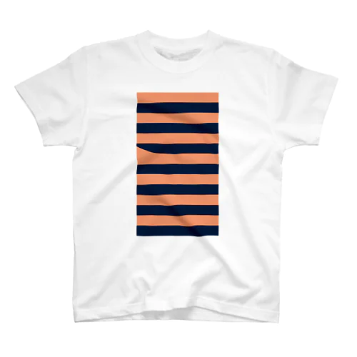 サーモンピンクのボーダー Regular Fit T-Shirt