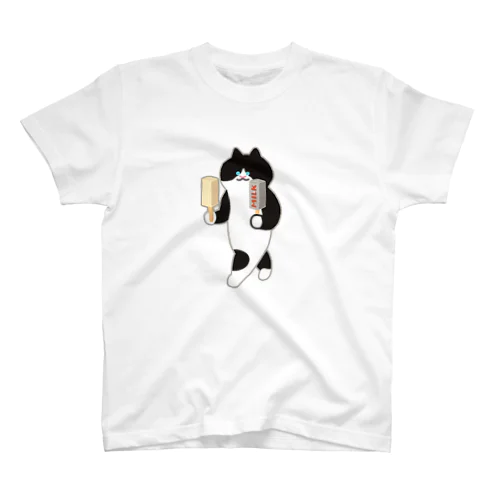 【大・フチあり】ミルクアイスをまじめに運ぶねこ Regular Fit T-Shirt