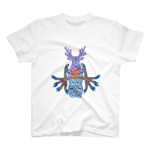 切り絵・鹿頭 Regular Fit T-Shirt