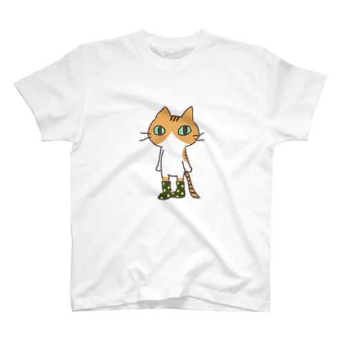 茶白×水玉 Regular Fit T-Shirt