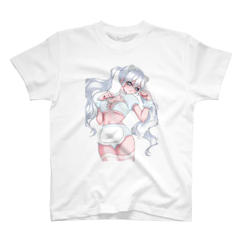 necochan(白×水色)(背景透過) Regular Fit T-Shirt