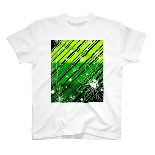 花（グリーン・ナナメ②） Regular Fit T-Shirt