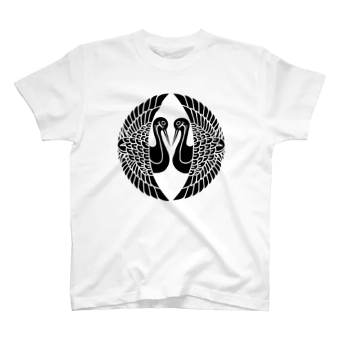 蒲生氏郷/対い鶴/ブラック Regular Fit T-Shirt