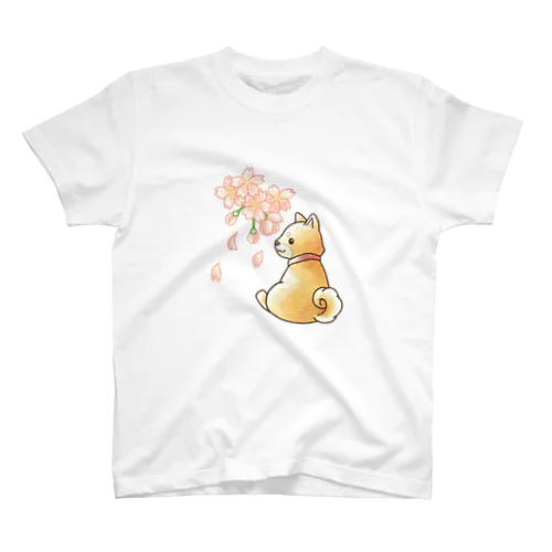 犬と桜 Regular Fit T-Shirt