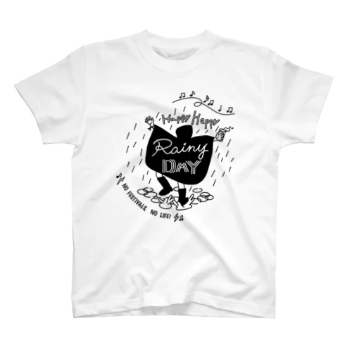 【new】Happy Happy Rainy DAY(ハッピーハッピーレイニーデー)黒線ver. Regular Fit T-Shirt