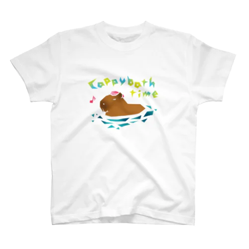 注染風カピバラ　黄緑もじ Regular Fit T-Shirt