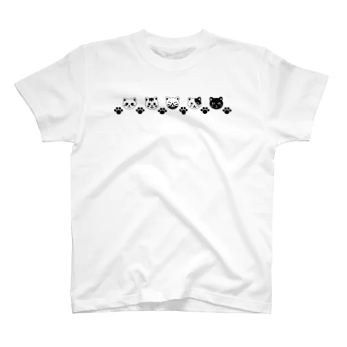 猫のフェイス＆足跡 Regular Fit T-Shirt