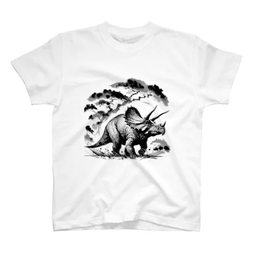 トリケラトプス（墨絵風） Regular Fit T-Shirt