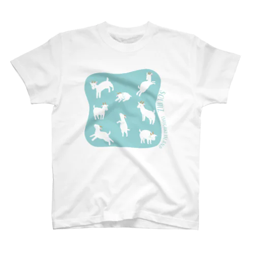 【ナギ＆ライト　ヤギがいっぱい】水色　バック無地 Regular Fit T-Shirt