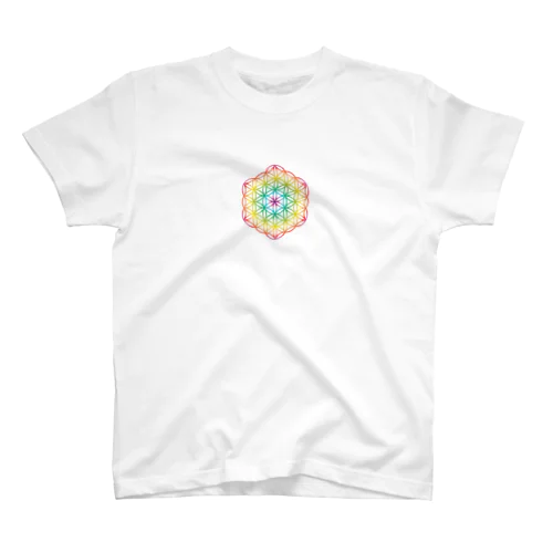 Flower of Life レインボー Regular Fit T-Shirt
