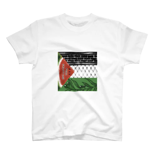 パレスチナの色とクーフィーヤ柄 Regular Fit T-Shirt