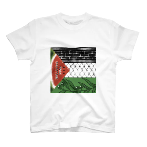 パレスチナの色とクーフィーヤ柄 Regular Fit T-Shirt