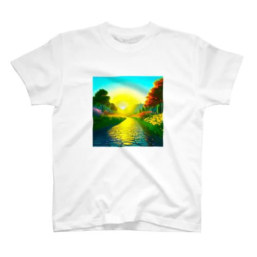 雨に濡れた石畳 Regular Fit T-Shirt