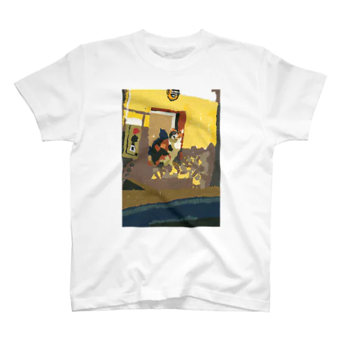 地域猫の三毛猫みけちゃん(ちぎり絵) Regular Fit T-Shirt