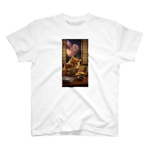 年越しそば　茶トラ猫 Regular Fit T-Shirt