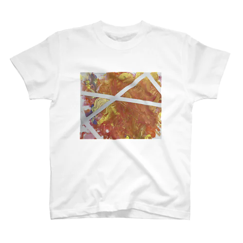 オレンジ白ライン Regular Fit T-Shirt